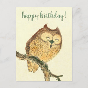 Cute Owl - Carte postale d'anniversaire japonais