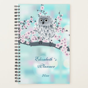 Cute Owl Cherry Blossom Pink Turquoise Ajouter un