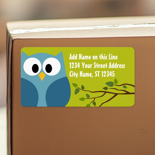 Cute Owl - Étiquettes d'adresse de retour (Cute, personalized return address label)