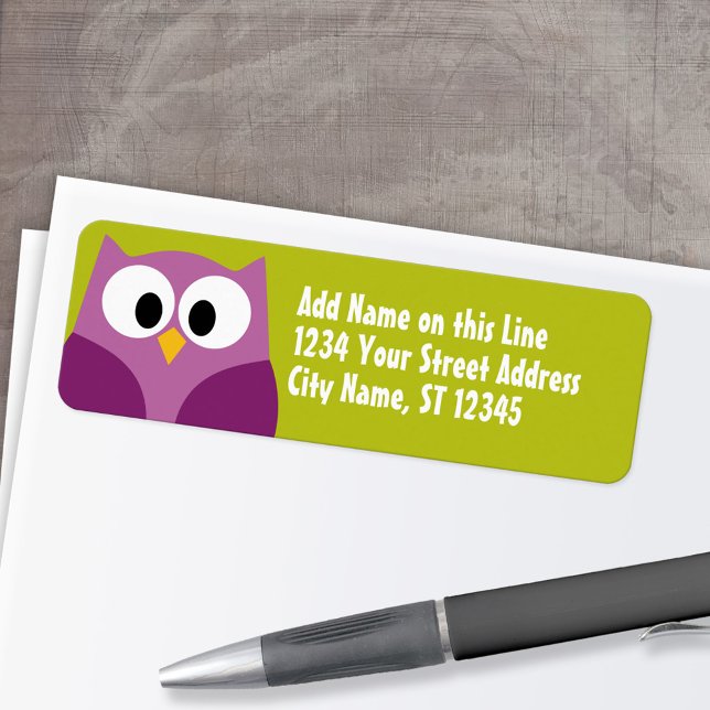 Cute Owl - Étiquettes d'adresse de retour (Custom Return Address Labels - Low Minimum)