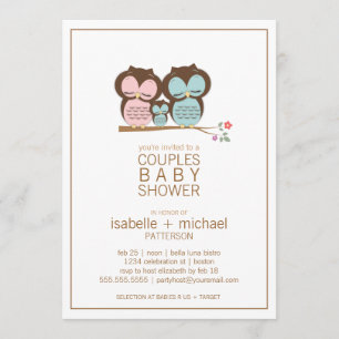 Cute Owl Famille Couples Baby shower Invitation
