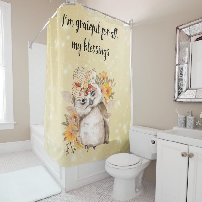 Cute owl Farmhouse romantic wallpaper Duschvorhang (Beispiel)