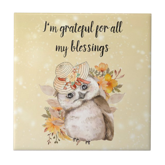 Cute owl Farmhouse romantic wallpaper Fliese (Vorderseite)