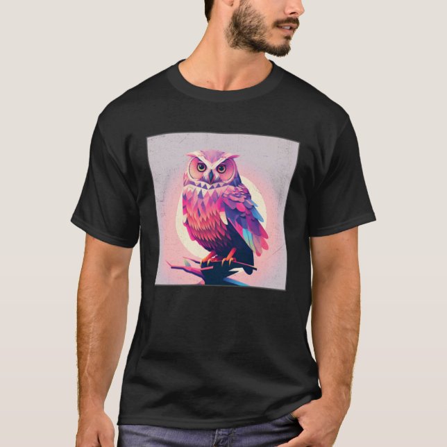 Cute Owl Illustration Modern Artwork Pink Women Ki T-Shirt (Vorderseite)