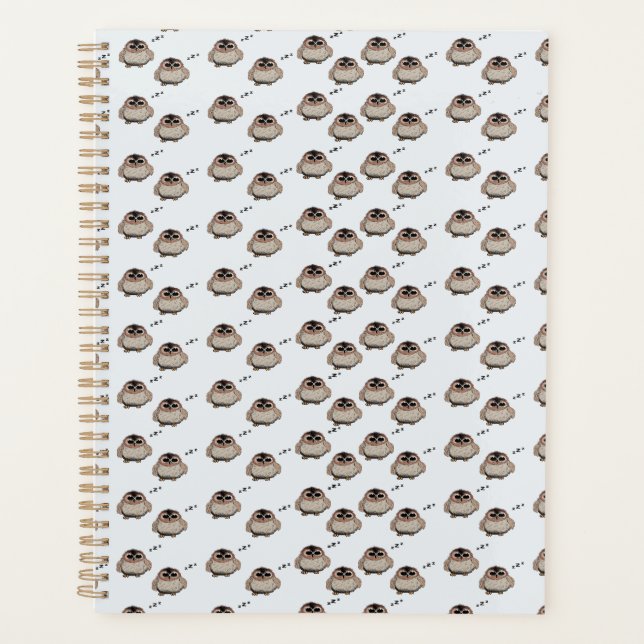 Cute Owl Pattern Pencil Sketch Planner Planer (Vorderseite)
