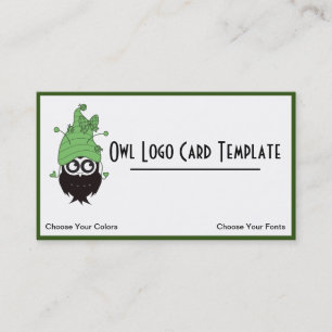 Cute Owl Portant un Carte de visite de logo Casque