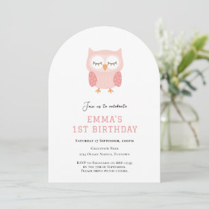 Cute Owl simple invitation de premier anniversaire
