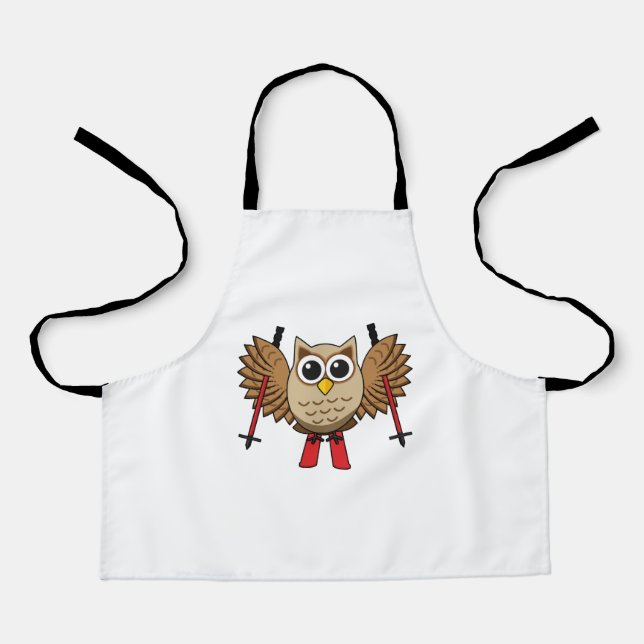 Cute Owl Skiing Cartoon Schürze (Vorderseite)