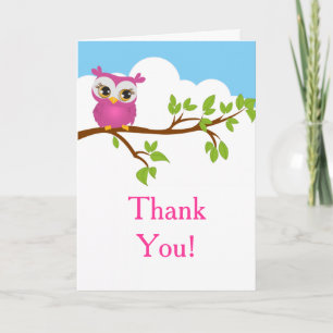 Cute Owl sur Branch Boy Birthday Carte de remercie