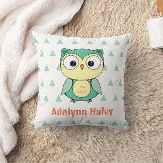 Cute Owl Triangle Pattern Custom Throw Pillow Kissen