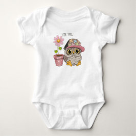 Cute Owl with Flower Baby Bodysuit - Sweet Floral  Strampler