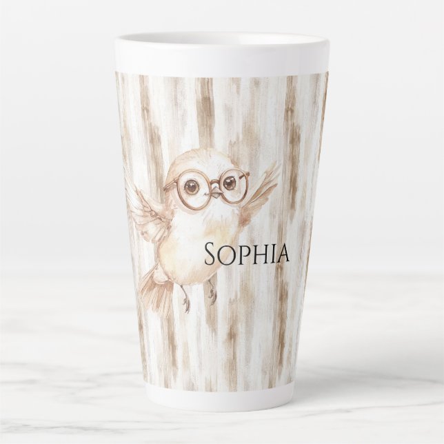 Cute Owl with Glasses  Milchtasse (Vorderseite)