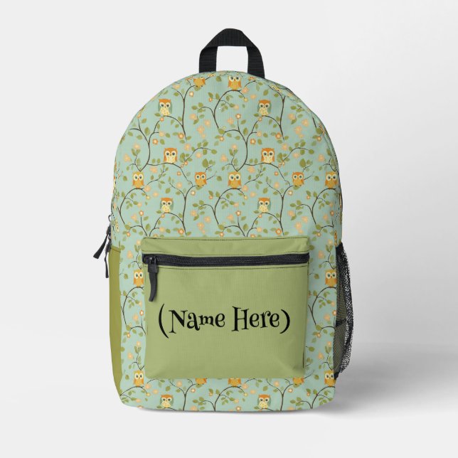 Cute Owls Among Trees Bedruckter Rucksack (Vorderseite)