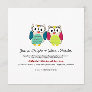 Cute Owls, Faire-part de mariage Carré