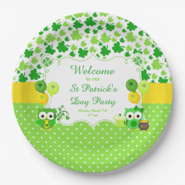 Cute Owls St Patrick's Day Party Pappteller