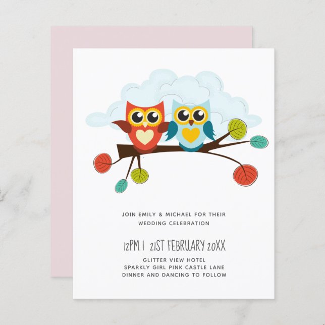 Cute OWLS Themed Wedding Blue Orange (Vorne/Hinten)