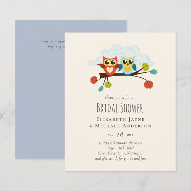 Cute OWLS Themed Wedding Blue Orange (Vorne/Hinten)