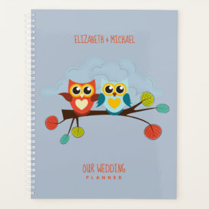 Cute OWLS Themed Wedding Blue Orange Planer