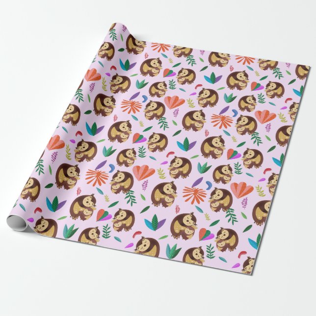 Cute Owls Valentine's Day Wrapping Paper Geschenkpapier (Ungerollt)