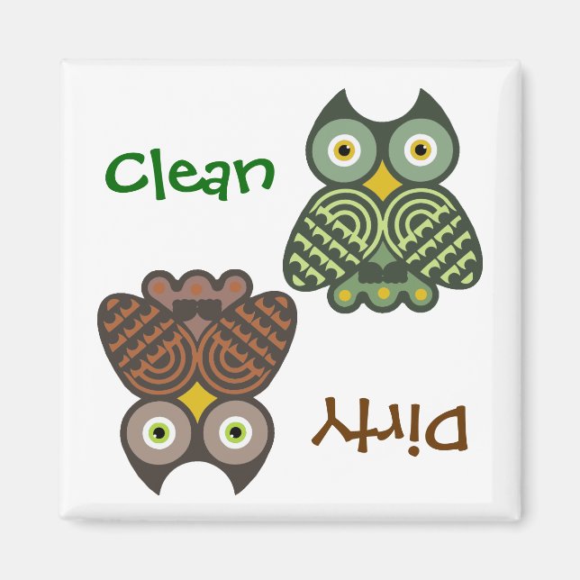 Cute Ows Clean Dirty Lave-vaisselle Magnet (Devant)