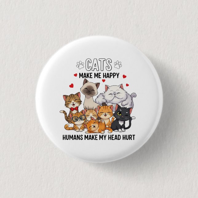 Cute Pack of Happy Cats Button (Vorderseite)