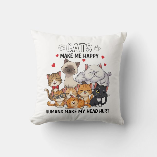 Cute Pack of Happy Cats Kissen (Vorderseite)