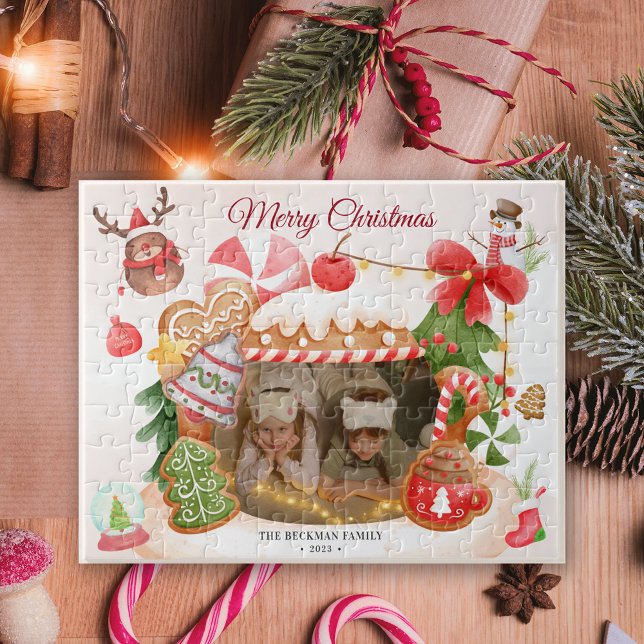 Cute pain d'épice Maison Puzzle photo personnalisé (Cute Gingerbread House Custom Photo Puzzle)