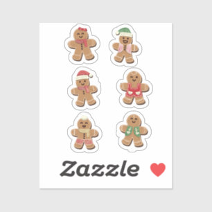 Cute pain d'épices Hommes Stickers de Noël Set