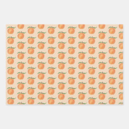 Cute Painted Peach Fruit Illustration  Geschenkpapier Set
