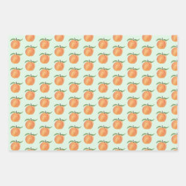 Cute Painted Peach Fruit Illustration  Geschenkpapier Set