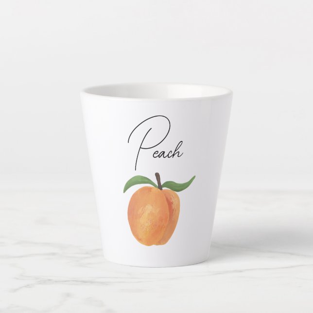 Cute Painted Peach Fruit Illustration  Milchtasse (Vorderseite)