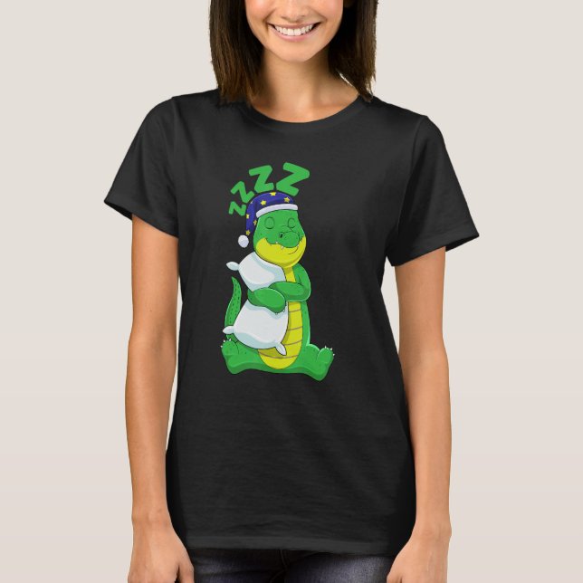 Cute Pajama for Women   Nigh  Sleeping Alligator T-Shirt (Vorderseite)