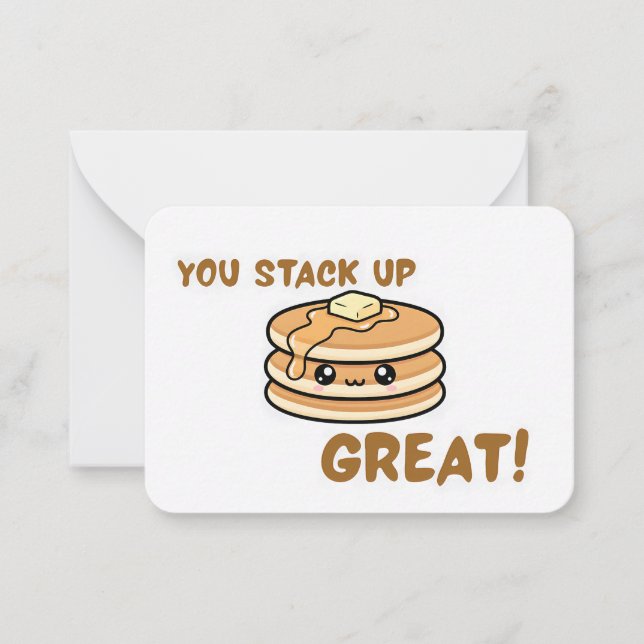 Cute Pancake Valentine Classroom Flat Note Card Mitteilungskarte (Vorderseite)