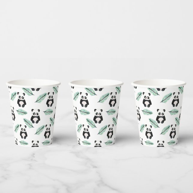 Cute panda and palm leaf pattern pappbecher (Multi)
