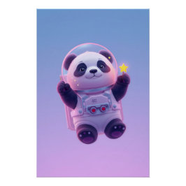 Cute Panda Astronaut Kids Wall Art – Funny Space Poster