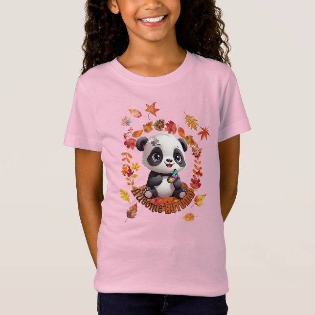 Cute Panda “Ausome Autumn” – Fall Autism Awerness T-Shirt (Vorderseite)