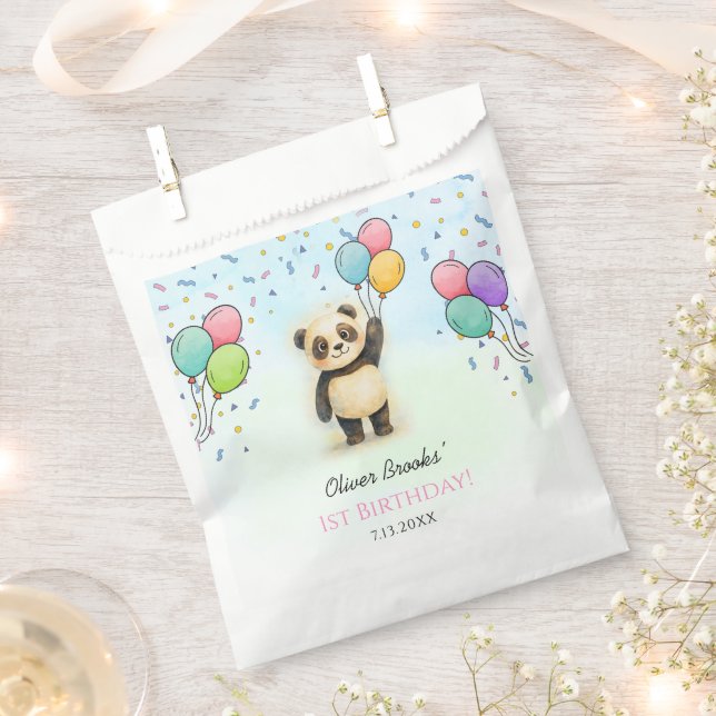 Cute Panda Balloon 1st Birthday Party Goody  Geschenktütchen (Ausgeschnitten)