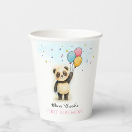 Cute Panda Balloon 1st Birthday Party Paper Cups Pappbecher