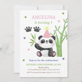 Cute Panda Bear Bamboo Birthday  Einladung