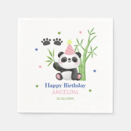 Cute Panda Bear Bamboo Birthday  Serviette