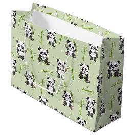 Cute Panda Bear Bamboo Kawaii Animals Pattern Große Geschenktüte