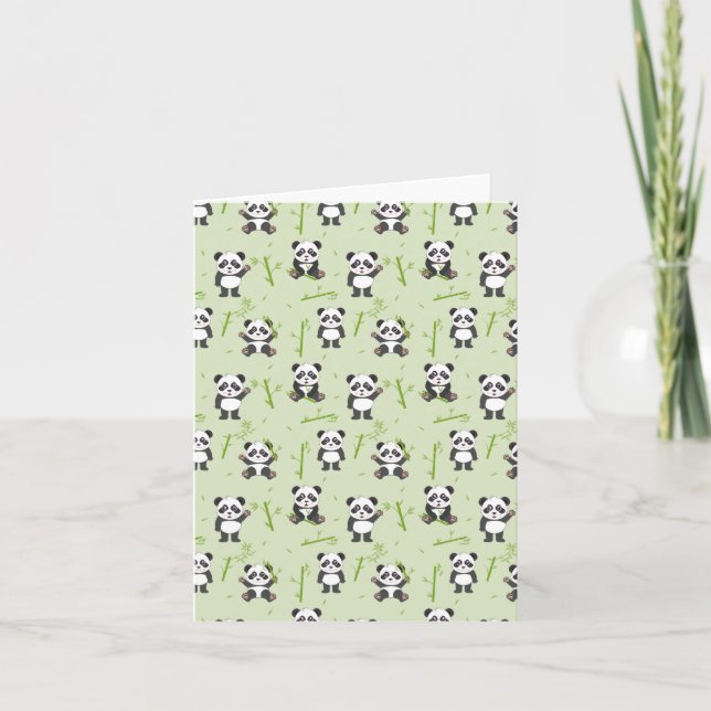 Cute Panda Bear Bamboo Kawaii Animals Pattern Karte (Vorderseite)