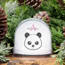 Cute Panda Bear Monogram Snow Globe – Personalized Schneekugeln