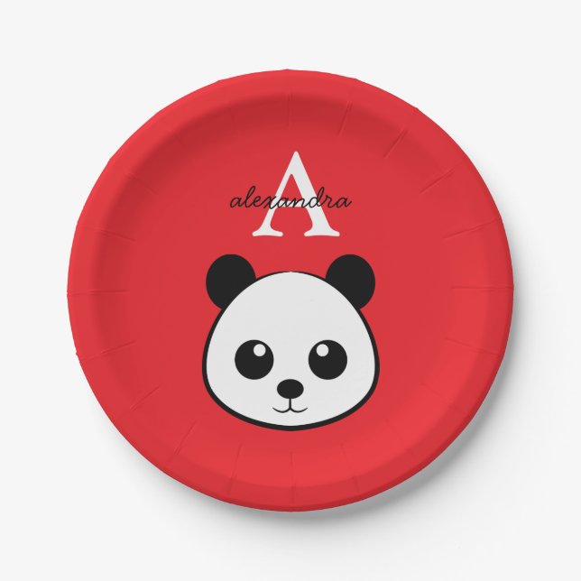 Cute Panda Bear Paper Plates – Personalized  Pappteller (Vorderseite)