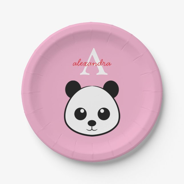 Cute Panda Bear Paper Plates – Personalized  Pappteller (Vorderseite)