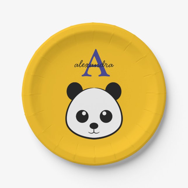 Cute Panda Bear Paper Plates – Personalized  Pappteller (Vorderseite)