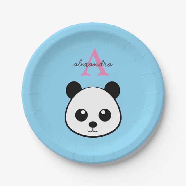 Cute Panda Bear Paper Plates – Personalized  Pappteller (Vorderseite)