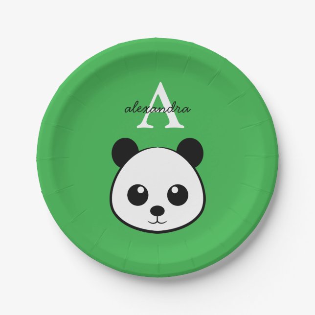 Cute Panda Bear Paper Plates – Personalized  Pappteller (Vorderseite)