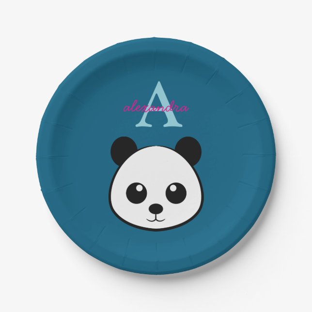 Cute Panda Bear Paper Plates – Personalized  Pappteller (Vorderseite)