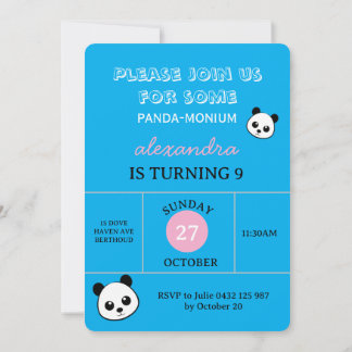 Cute Panda Bear Party Invitation – Personalized  Einladung